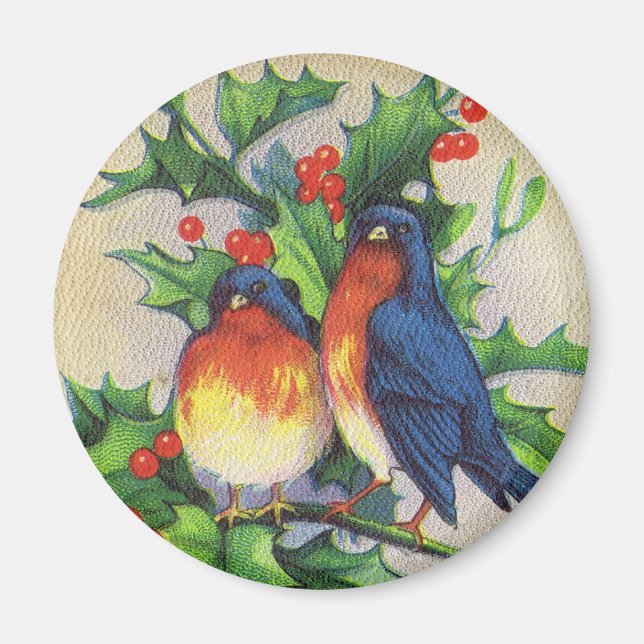 Aimant Robins & Holly Christmas (Devant)