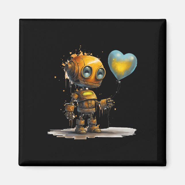 Aimant Robot Amour de la Saint-Valentin Incroyable Drôle  (Devant)