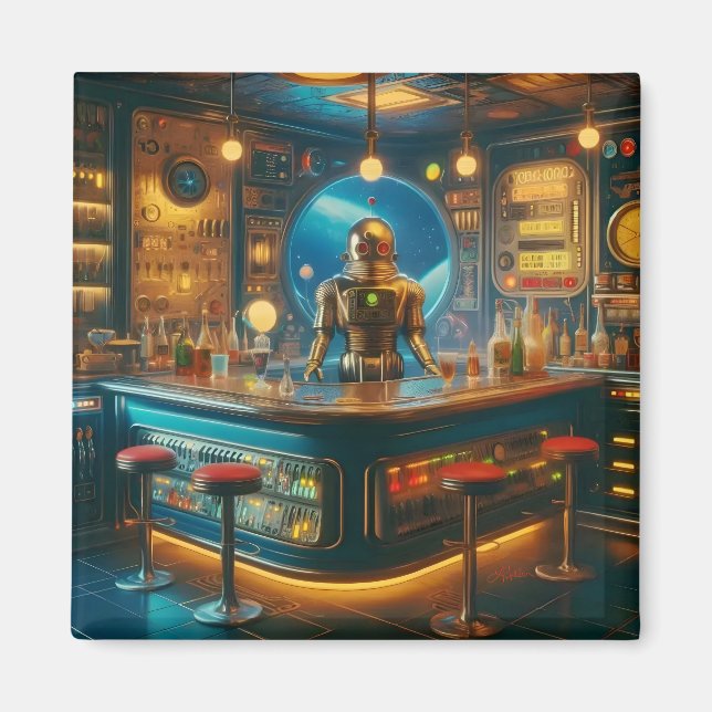 Aimant Robot Barman dans le bar interstellaire miteux de  (Devant)