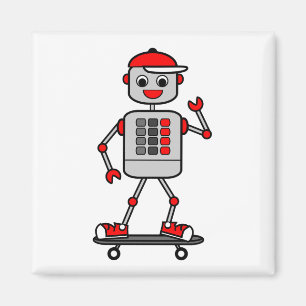 Aimant Robot de garçon de bande dessinée sur la planche