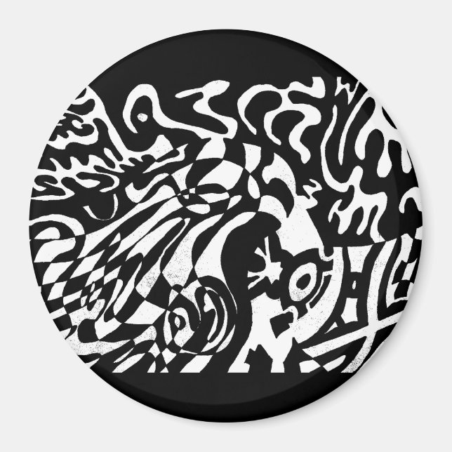 Aimant "Robot Dreams" B&W Art Abstrait (Devant)