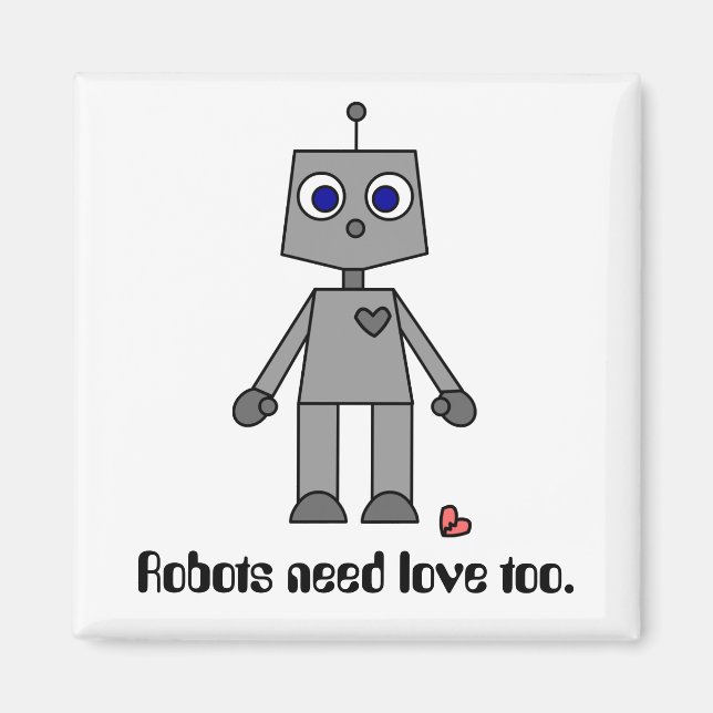 Aimant Robot Migné Avec Un Coeur Cassé (Devant)