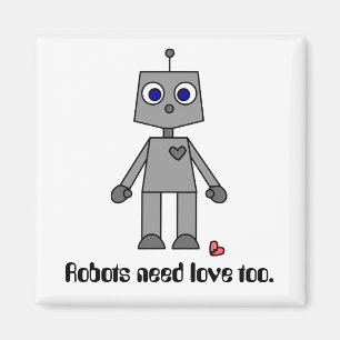 Aimant Robot mignon avec un coeur brisé