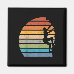 Aimant rocher d'escalade de coucher de soleil rétro sport