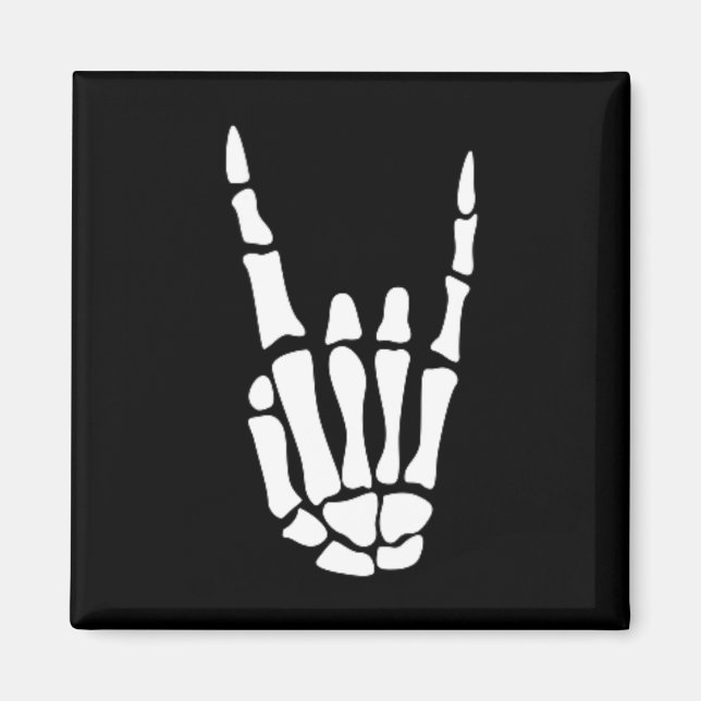 Aimant Rocher sur squelette Signe main - Hallowee minimal (Devant)