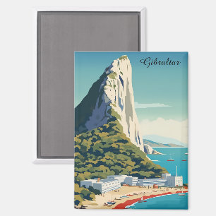 Aimant Rocher vintage de Gibraltar Travel Art