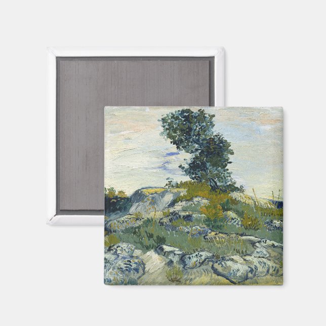 Aimant Roches avec chêne, peinture à l'huile de Van Gogh (Recto/Verso)