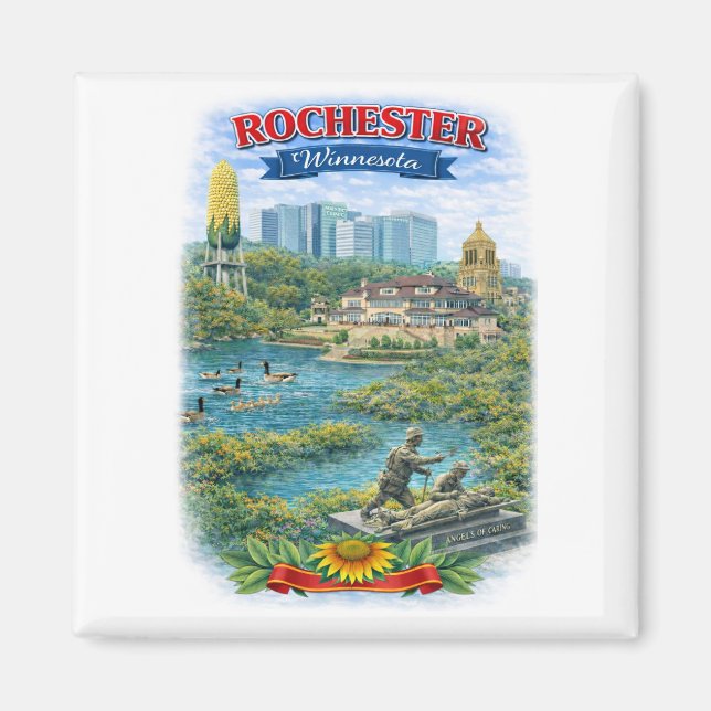 Aimant Rochester MN Lieux Remarquables du Minnesota Magne (Devant)