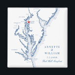 Aimant Rock Hall Maryland Elégant Mariage bleu marine<br><div class="desc">Célébrez votre Rock Hall, mariage du Maryland au bord de l'eau avec cet élégant aimant de mariage bleu marine Chesapeake Bay sur le thème de la carte. Idéal pour les cérémonies en baie à l'Inn at Huntingfield Creek, Haven Harbour Marina et Osprey Point. Faites plaisir à vos invités avec ce...</div>
