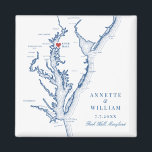 Aimant Rock Hall Maryland Elégant Mariage bleu marine<br><div class="desc">Célébrez votre Rock Hall, mariage du Maryland au bord de l'eau avec cet élégant aimant de mariage bleu marine Chesapeake Bay sur le thème de la carte. Idéal pour les cérémonies en baie à l'Inn at Huntingfield Creek, Haven Harbour Marina et Osprey Point. Faites plaisir à vos invités avec ce...</div>