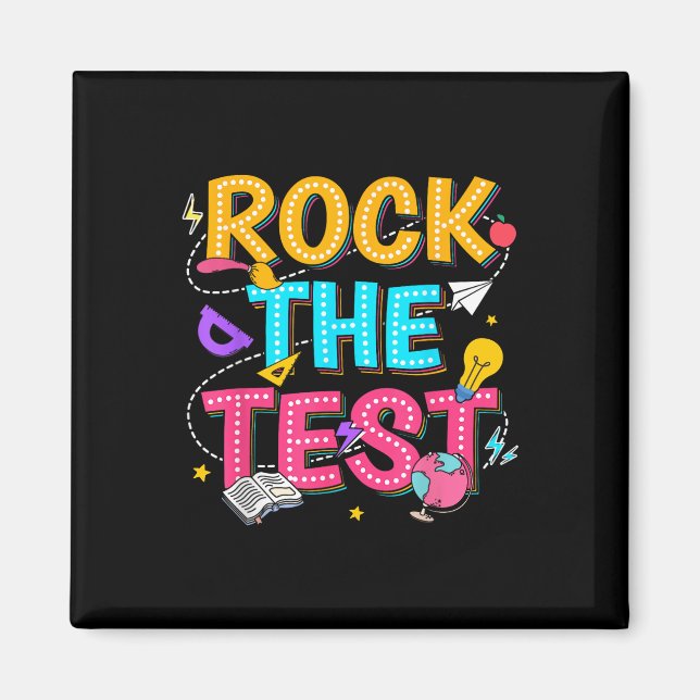 Aimant Rock Le Test Motivational Test Day Pour Enseignant (Devant)