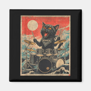 Aimant Rock On Drummer Vintage Chat Style De Bande Cadeau