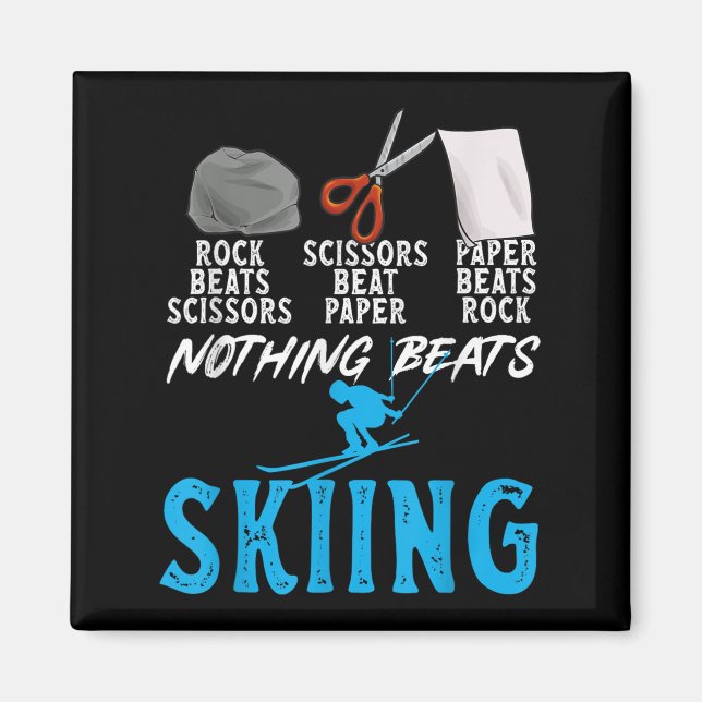 Aimant Rock Paper Scissors Nothing Beats Skiing _1  (Devant)