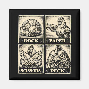 Aimant Rock Paper Scissors poulet drôle Bec de poulet Amo