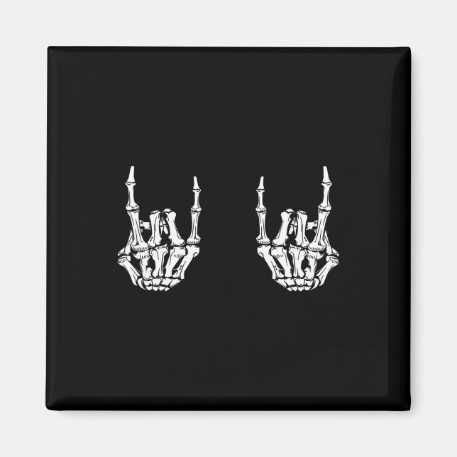 Aimant Rock Star Rock Skeleton Hands Rocker Funny Hall (Devant)