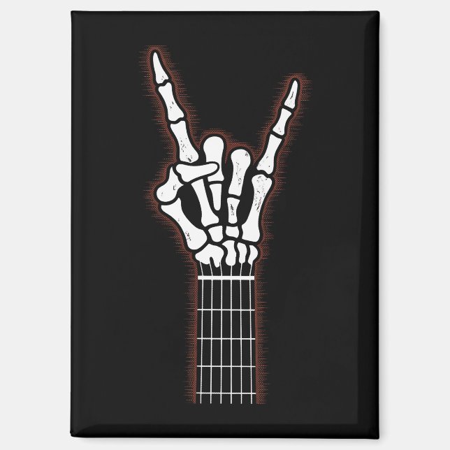Aimant Rock Sur Skeleton Cadeaux Guitare À Main (Recto)