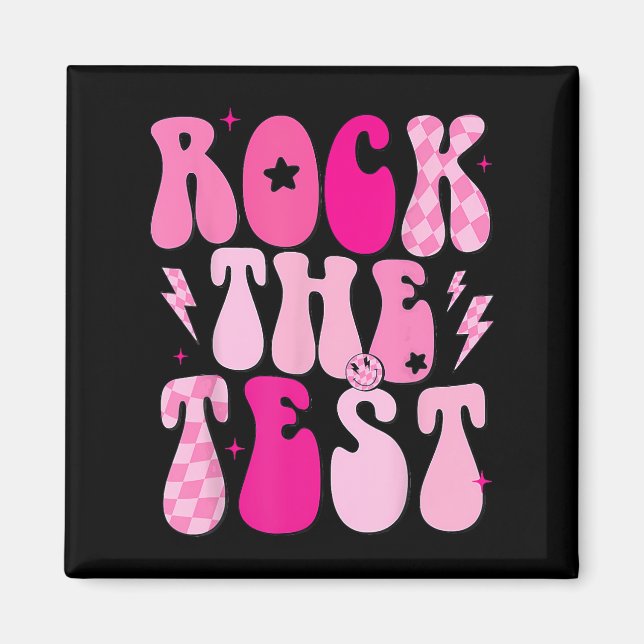 Aimant Rock The Test Cute Test Day Teacher Stade Test Squ (Devant)