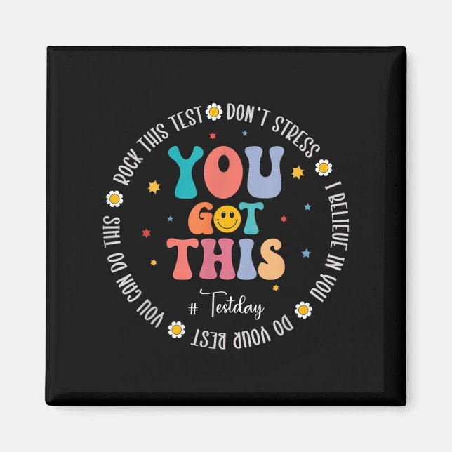 Aimant Rock The Test Teacher Testing Day Motivational Tes (Devant)