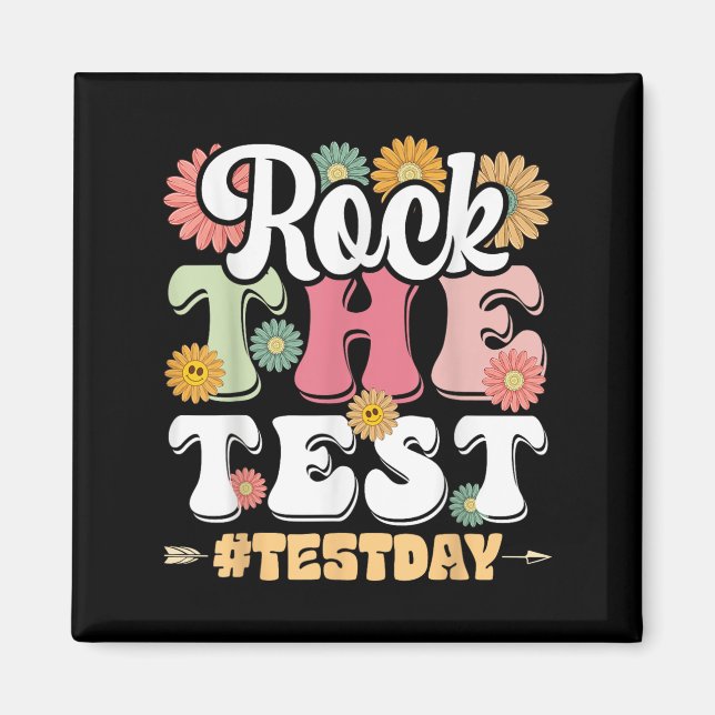 Aimant Rock The Test Testing Day Groovy Motivational Teac (Devant)