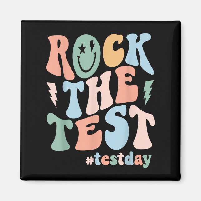 Aimant Rock The Test Testing Day Retro Motivational Teach (Devant)
