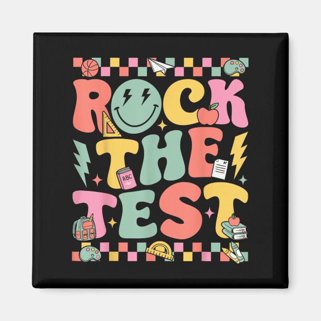 Aimant Rock The Test Testing Day Retro Motivational Teach (Devant)