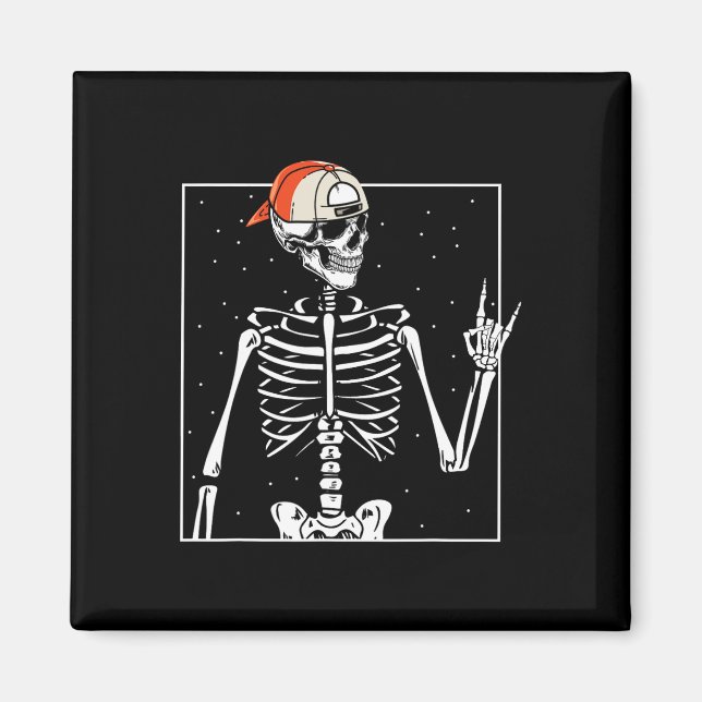 Aimant Rocker Skeleton Casquette Skin Cool Halloween Punk (Devant)