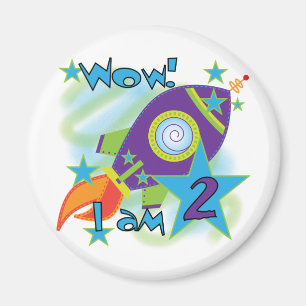Aimant Rocket Ship 2e Anniversaire T-shirts et cadeaux