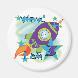 Aimant Rocket Ship 3e Anniversaire T-shirts et cadeaux