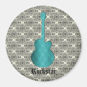 Aimant Rockstar Damask Guitar Magnet, Turquoise