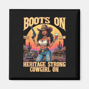 Aimant Rodéo Occidentale Yehaw Cowgirl Sur African Americ