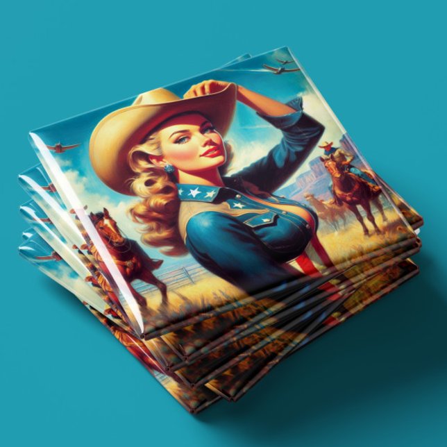 Aimant Rodeo Pin-up Vintage (Créateur téléchargé)