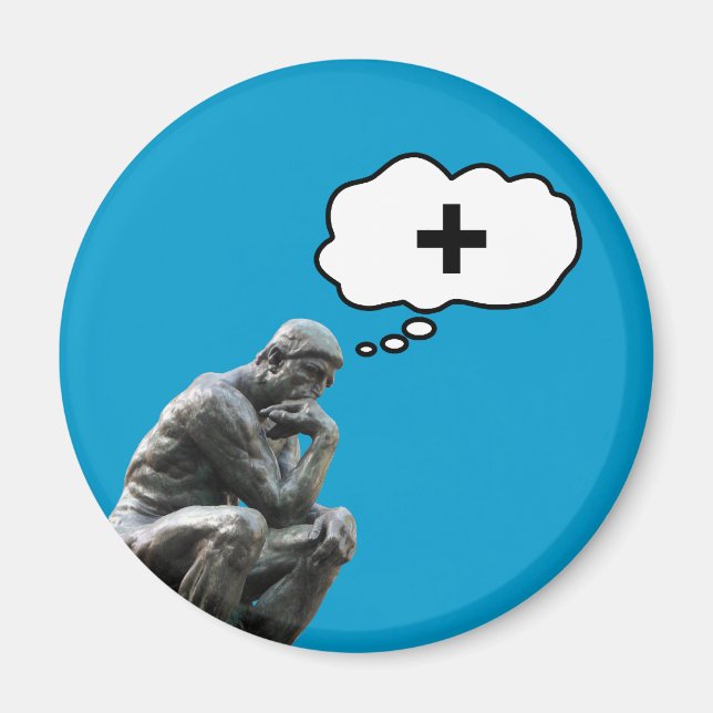 Aimant Rodin's Thinker Statue - Think Positive (Devant)
