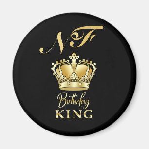Aimant Roi d'anniversaire Couronne d'or Royale Monogramme