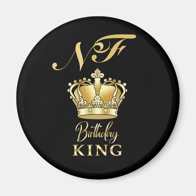Aimant Roi d'anniversaire Couronne d'or Royale Monogramme (Devant)