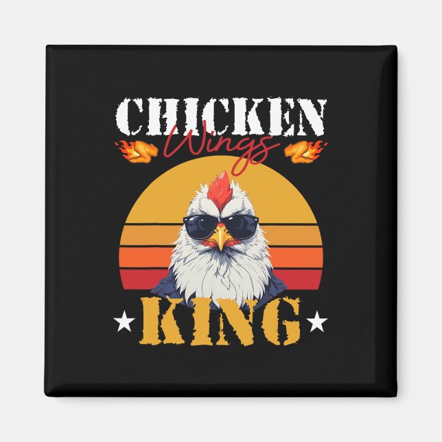 Aimant Roi de l'aile de poulet Rétro Sunset Byrbeque Buff (Devant)
