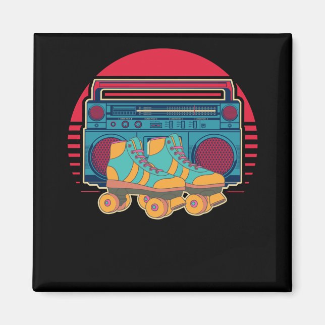 Aimant Roller Skating Girl Disco Rollerskates vintages de (Devant)