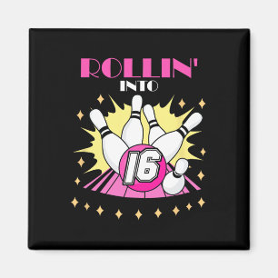 Aimant Rollin In 16 Bowling Anniversaire Party 16. Garçon