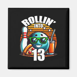 Aimant Rollin Into 13 Bowling Anniversaire fête 13e anniv