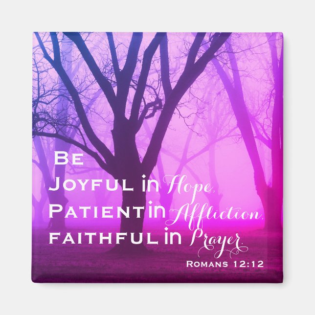 Aimant Romains 12:12 Inspirational Bible Verse (Devant)