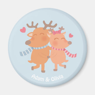 Aimant Romance d'hiver mignon Cerf amoureux