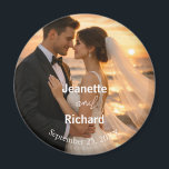 Aimant Romantic Sunset Beach Wedding Vows<br><div class="desc">Simple minimalist wedding magnet with customized photo and texts.

#sunset #beach #classic #simple #minimalist #photo #brideandgroom #wedding #vows #romantic</div>