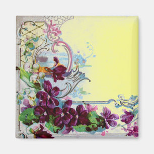 Aimant ROMANTICA Flore Les Pansies violettes Jaune