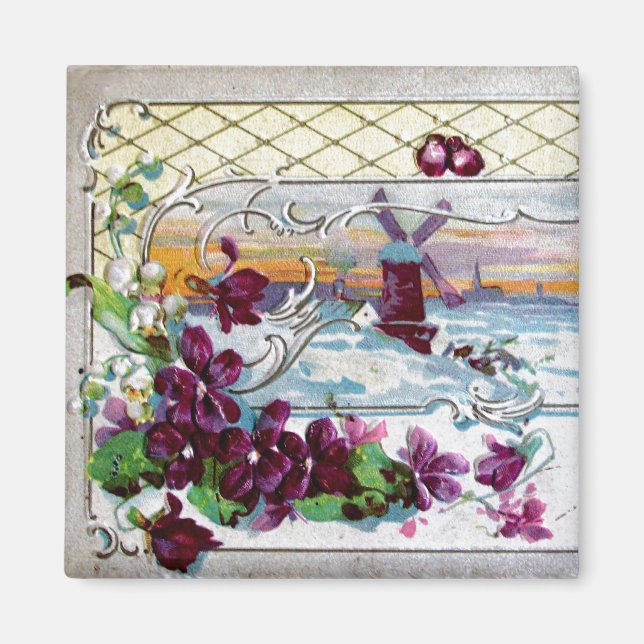 Aimant ROMANTICA Paysage d'hiver avec pensées (Devant)