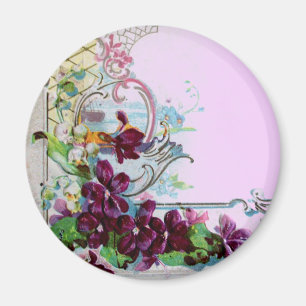 Aimant ROMANTICA Tourbillons Floraux aux Pensées Lilas Vi