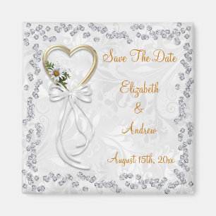 Aimant Romantique Daisy, Diamants & Ruban Enregistrez La
