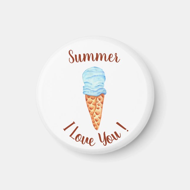 Aimant Romantique Je t'aime Crème de glace Anniversaire M (Devant)