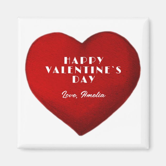 Aimant Romantique Red Heart Name Joyeux Saint Valentin`s  (Devant)