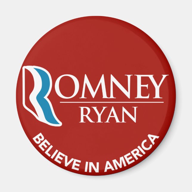 Aimant Romney Ryan Croit En L'Amérique Rouge Rond (Devant)