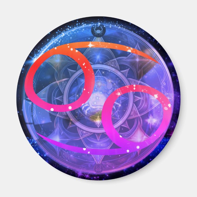 Aimant rond- Cancer - Symbole zodiaque (Devant)