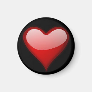 Aimant rond de coeur rouge